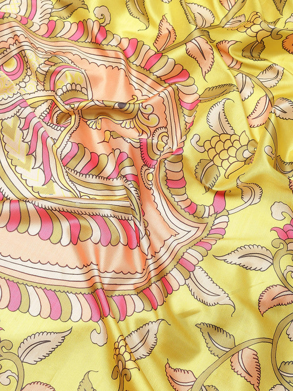 Green Art Silk Digital Print Floral Saree with Unstitched Blouse - Hiral Fashion | Swadesiicart