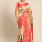 Beige Art Silk Printed Kalamkari Saree with Unstitched Blouse - Hiral Fashion | Swadesiicart