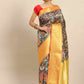 Black Art Silk Printed Kalamkari Saree with Unstitched Blouse - Hiral Fashion | Swadesiicart