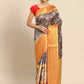 Gray Art Silk Printed Kalamkari Saree with Unstitched Blouse - Hiral Fashion | Swadesiicart