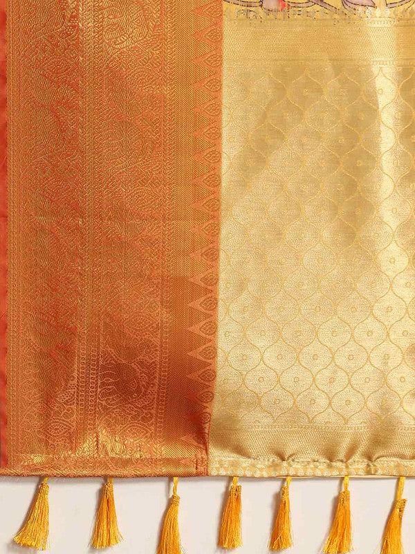 Gray Art Silk Printed Kalamkari Saree with Unstitched Blouse - Hiral Fashion | Swadesiicart