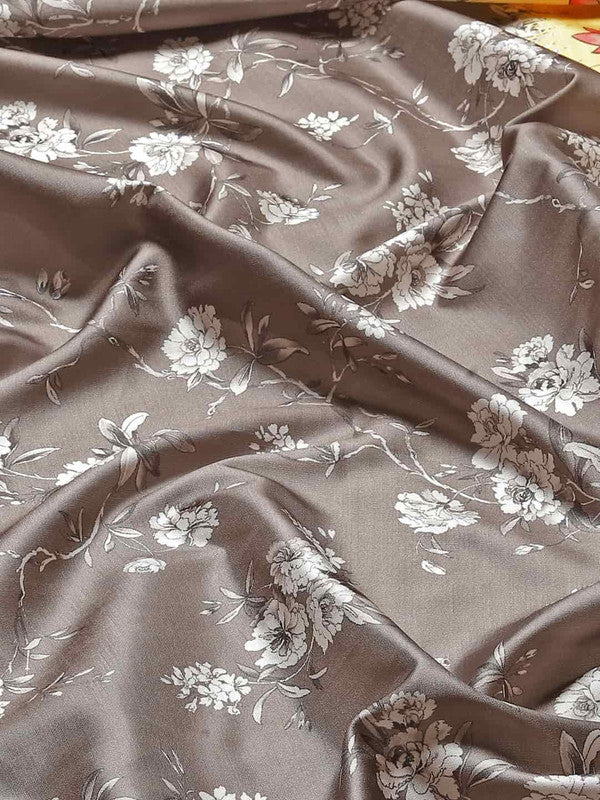 Gray Art Silk Printed Kalamkari Saree with Unstitched Blouse - Hiral Fashion | Swadesiicart
