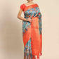 Multicolor Art Silk Printed Kalamkari Saree with Unstitched Blouse - Hiral Fashion | Swadesiicart