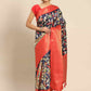 Navy Blue Art Silk Printed Kalamkari Saree with Unstitched Blouse - Hiral Fashion | Swadesiicart