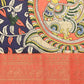 Navy Blue Art Silk Printed Kalamkari Saree with Unstitched Blouse - Hiral Fashion | Swadesiicart