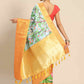 Blue Art Silk Printed Kalamkari Saree with Unstitched Blouse - Hiral Fashion | Swadesiicart
