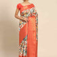 White Art Silk Printed Kalamkari Saree with Unstitched Blouse - Hiral Fashion | Swadesiicart