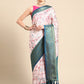Light Pink Pure Silk Digital Print Floral Saree with Unstitched Blouse - Hiral Fashion | Swadesiicart