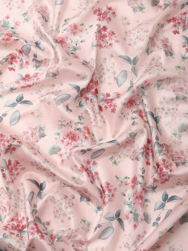 Light Pink Pure Silk Digital Print Floral Saree with Unstitched Blouse - Hiral Fashion | Swadesiicart