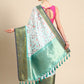Green Pure Silk Digital Print Floral Saree with Unstitched Blouse - Hiral Fashion | Swadesiicart