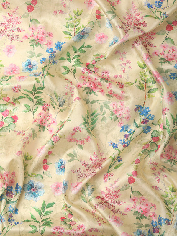 Multicolor Pure Silk Digital Print Floral Saree with Unstitched Blouse - Hiral Fashion | Swadesiicart