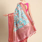 Turquoise Pure Silk Digital Print Floral Saree with Unstitched Blouse - Hiral Fashion | Swadesiicart
