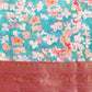 Turquoise Pure Silk Digital Print Floral Saree with Unstitched Blouse - Hiral Fashion | Swadesiicart