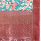 Turquoise Pure Silk Digital Print Floral Saree with Unstitched Blouse - Hiral Fashion | Swadesiicart