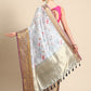 Gray Pure Silk Digital Print Floral Saree with Unstitched Blouse - Hiral Fashion | Swadesiicart