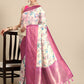 Off White Pure Silk Digital Print Floral Saree with Unstitched Blouse - Hiral Fashion | Swadesiicart