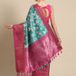 Turquoise Pure Silk Digital Print Floral Saree with Unstitched Blouse - Hiral Fashion | Swadesiicart