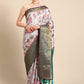 Gray Pure Silk Digital Print Floral Saree with Unstitched Blouse - Hiral Fashion | Swadesiicart