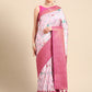 Pink Pure Silk Digital Print Floral Saree with Unstitched Blouse - Hiral Fashion | Swadesiicart