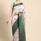 Gray Pure Silk Digital Print Floral Saree with Unstitched Blouse - Hiral Fashion | Swadesiicart