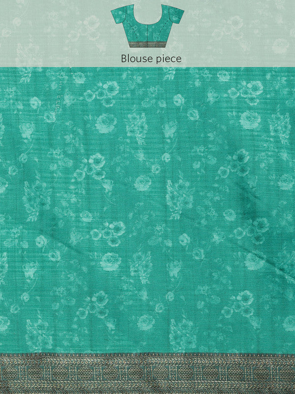 Gray Pure Silk Digital Print Floral Saree with Unstitched Blouse - Hiral Fashion | Swadesiicart