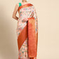 Peach Pure Silk Digital Print Floral Saree with Unstitched Blouse - Hiral Fashion | Swadesiicart