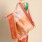 Peach Pure Silk Digital Print Floral Saree with Unstitched Blouse - Hiral Fashion | Swadesiicart