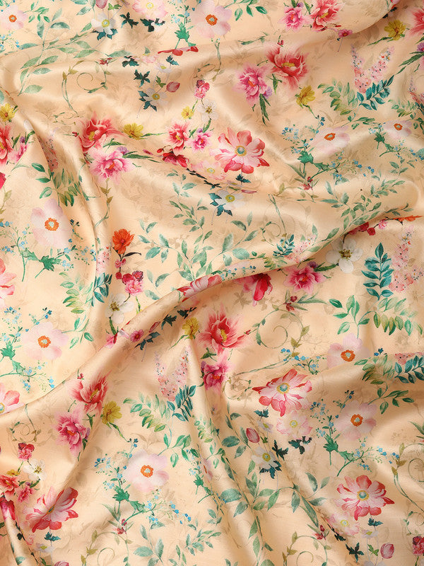 Multicolor Pure Silk Digital Print Floral Saree with Unstitched Blouse - Hiral Fashion | Swadesiicart