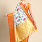 Sky Blue Pure Silk Digital Print Floral Saree with Unstitched Blouse - Hiral Fashion | Swadesiicart