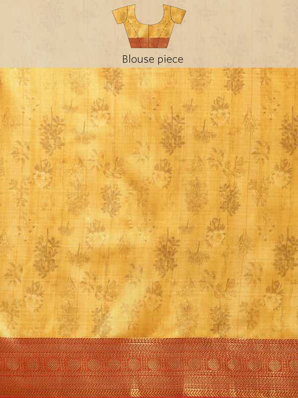 Sky Blue Pure Silk Digital Print Floral Saree with Unstitched Blouse - Hiral Fashion | Swadesiicart