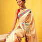 Hiral Fashion Beige Banarasi Art Silk Abstract Digital Printed Saree | Swadesiicart