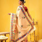 Hiral Fashion Beige Banarasi Art Silk Abstract Digital Printed Saree | Swadesiicart