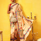 Hiral Fashion Beige Banarasi Art Silk Abstract Digital Printed Saree | Swadesiicart