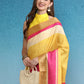 Mustard Tusser Silk Digital Print Solid Saree with Unstitched Blouse - Hiral Fashion | Swadesiicart