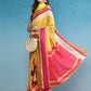 Mustard Tusser Silk Digital Print Solid Saree with Unstitched Blouse - Hiral Fashion | Swadesiicart