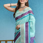 Purple Tusser Silk Digital Print Striped Saree with Unstitched Blouse - Hiral Fashion | Swadesiicart