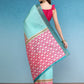 Turquoise Tusser Silk Digital Print Striped Saree with Unstitched Blouse - Hiral Fashion | Swadesiicart