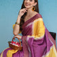 Yellow Tusser Silk Digital Print Solid Saree with Unstitched Blouse - Hiral Fashion | Swadesiicart