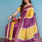 Yellow Tusser Silk Digital Print Solid Saree with Unstitched Blouse - Hiral Fashion | Swadesiicart