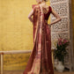 Peach Tusser Silk Digital Print Striped Saree with Unstitched Blouse - Hiral Fashion | Swadesiicart