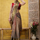 Multicolor Tusser Silk Digital Print Striped Saree with Unstitched Blouse - Hiral Fashion | Swadesiicart