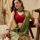 Multicolor Tusser Silk Digital Print Striped Saree with Unstitched Blouse - Hiral Fashion | Swadesiicart