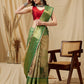Multicolor Tusser Silk Digital Print Striped Saree with Unstitched Blouse - Hiral Fashion | Swadesiicart