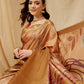 Multicolor Tusser Silk Digital Print Striped Saree with Unstitched Blouse - Hiral Fashion | Swadesiicart