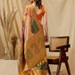 Multicolor Tusser Silk Digital Print Striped Saree with Unstitched Blouse - Hiral Fashion | Swadesiicart