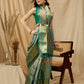 Multicolor Tusser Silk Digital Print Striped Saree with Unstitched Blouse - Hiral Fashion | Swadesiicart