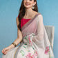 Beige Cotton Blend Digital Print Floral Saree with Unstitched Blouse - Hiral Fashion | Swadesiicart