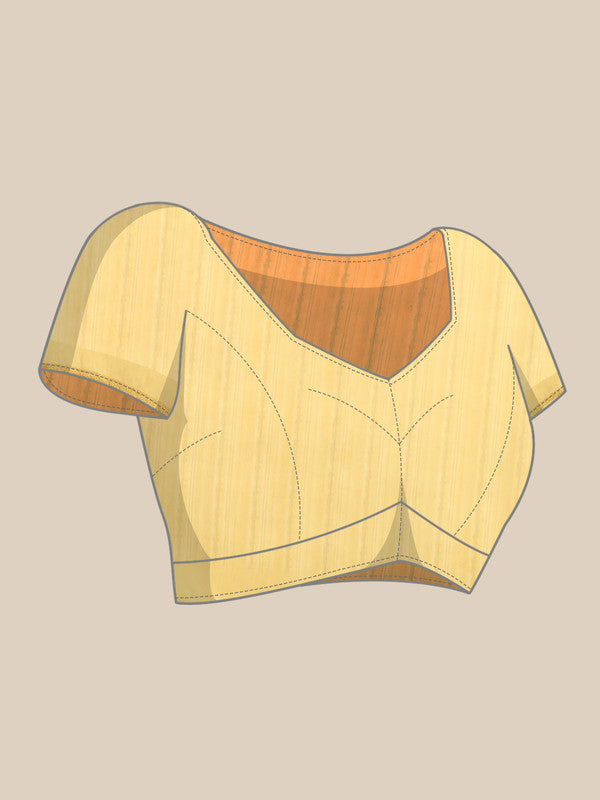 Mustard Cotton Blend Digital Print Striped Saree with Unstitched Blouse - Hiral Fashion | Swadesiicart