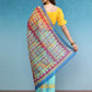 Multicolor Cotton Blend Digital Print Geomatric Saree with Unstitched Blouse - Hiral Fashion | Swadesiicart