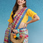 Multicolor Cotton Blend Digital Print Geomatric Saree with Unstitched Blouse - Hiral Fashion | Swadesiicart